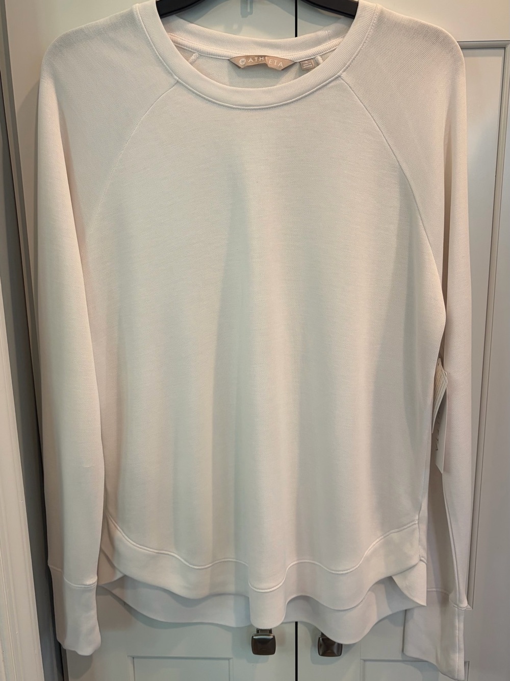 Athleta White Serene Mindset Criss Cross Sweatshirt, NWT